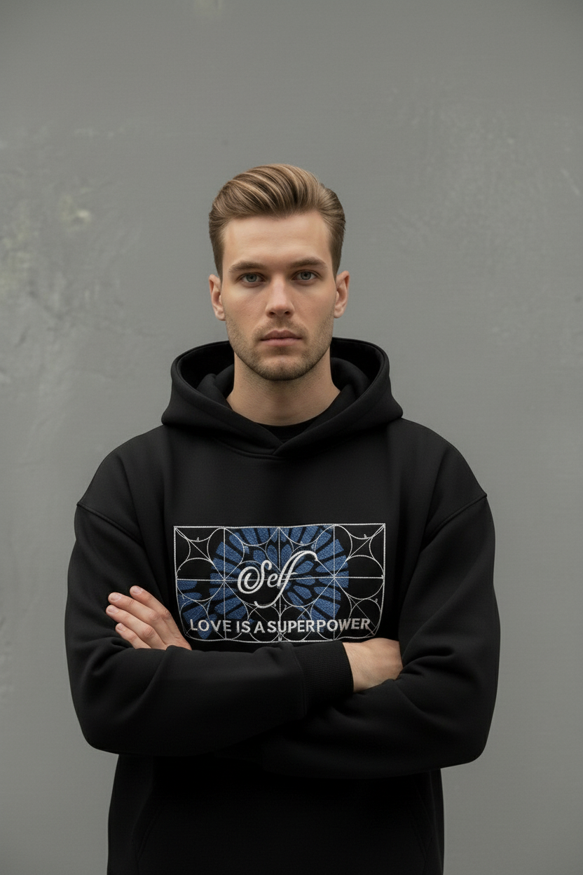 Nexaquin Hd Laminated Embroidery Print Hooded Sweatshirt For Men