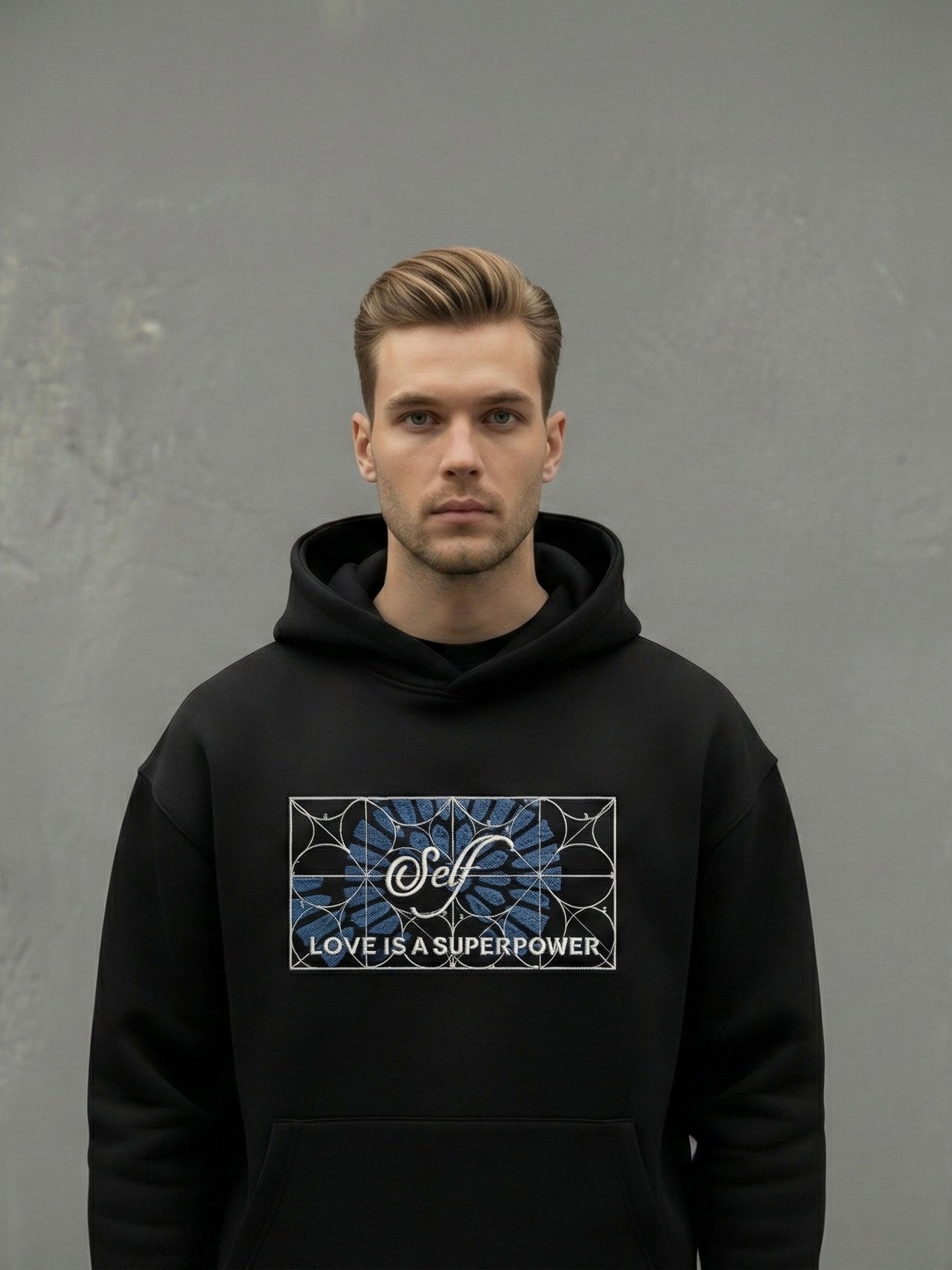 Nexaquin Hd Laminated Embroidery Print Hooded Sweatshirt For Men