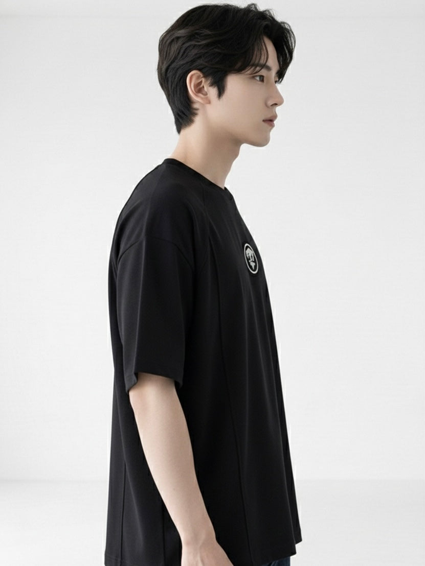 Black Oversized Viral Chinese Tshirt to hide belly With your personalised NFC tag