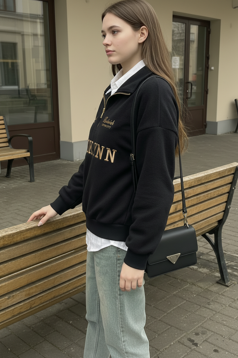 Nexaquin Women Sweatshirt With Zipper Collar
