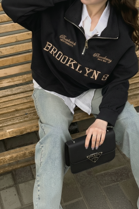 Nexaquin Women Sweatshirt With Zipper Collar