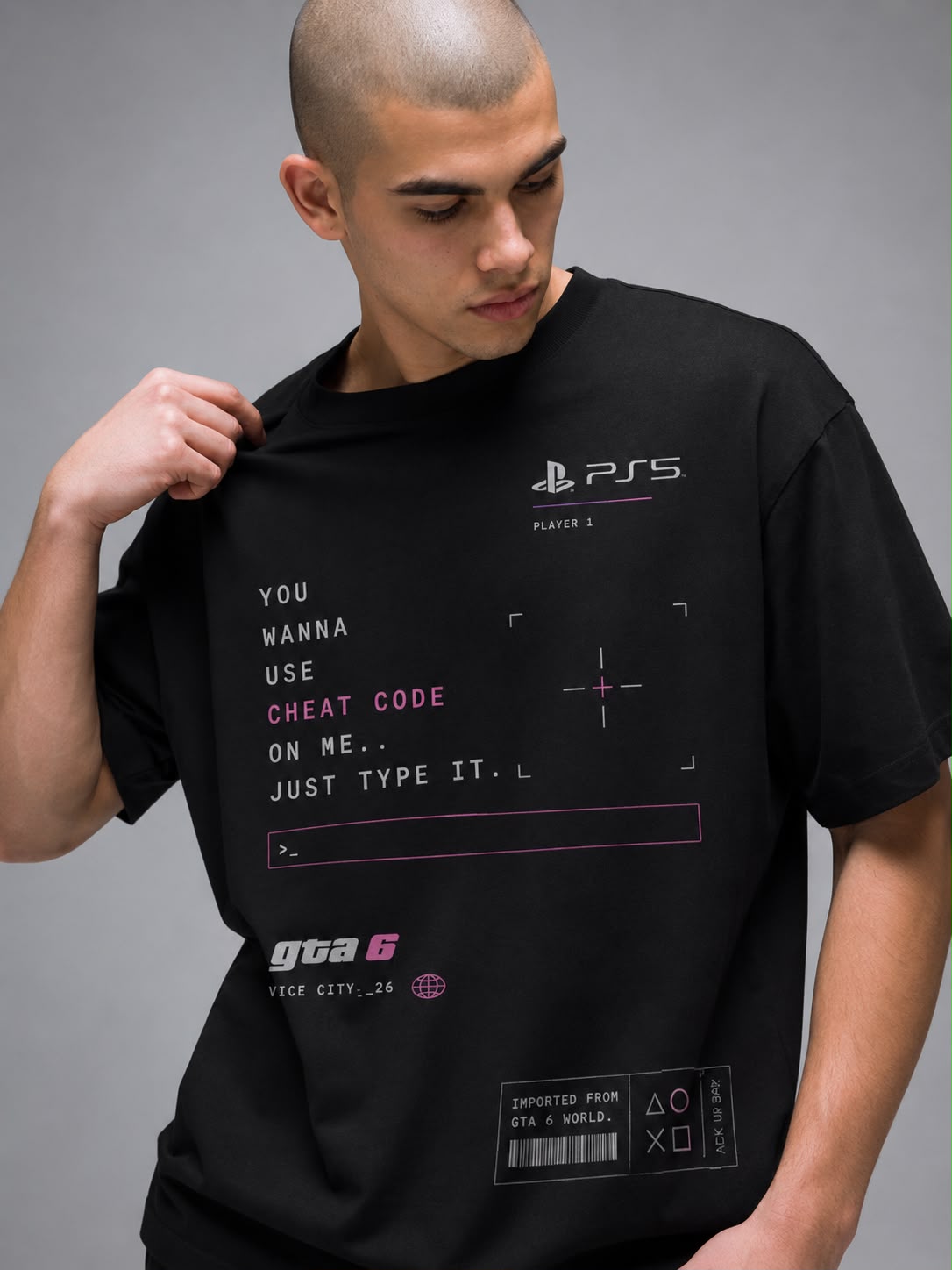 PS5 Cheat Code Oversized T-Shirt