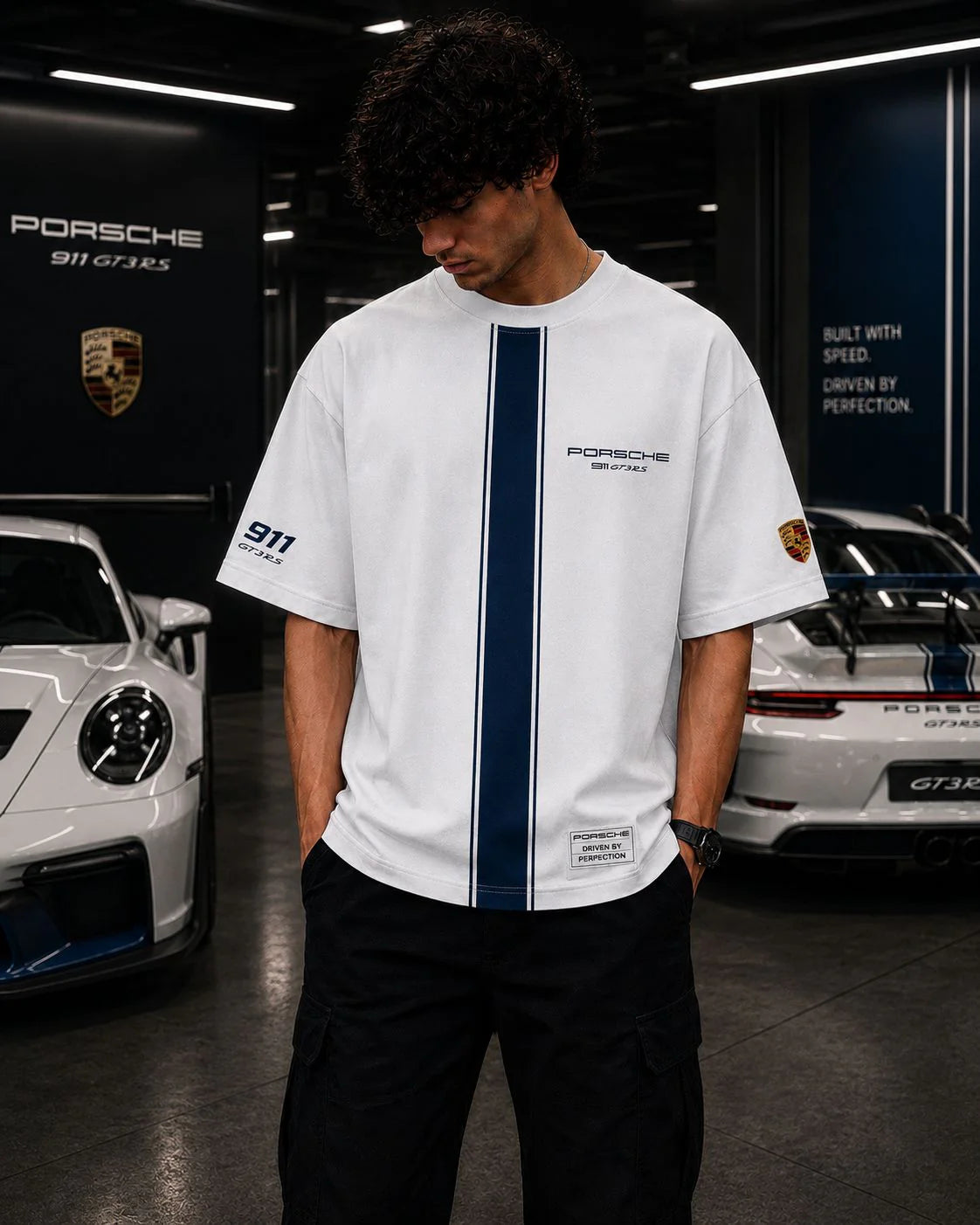 Porsche Racing Heritage Oversized White T-Shirt | Premium Automotive Streetwear