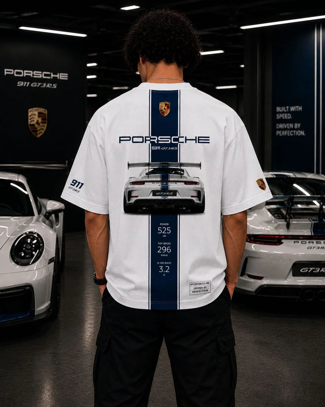 Porsche Racing Heritage Oversized White T-Shirt | Premium Automotive Streetwear