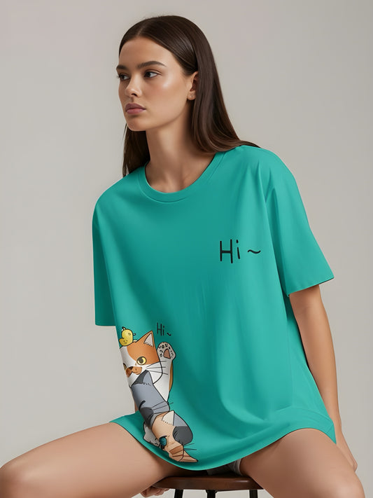 Nexaquin Oversized Gym and Casual T-shirt for women